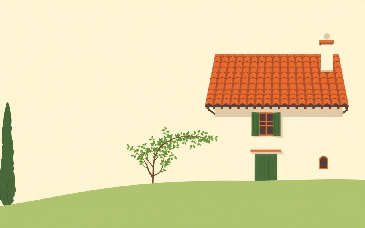 Casa italiana con tetto in terracotta tra le colline