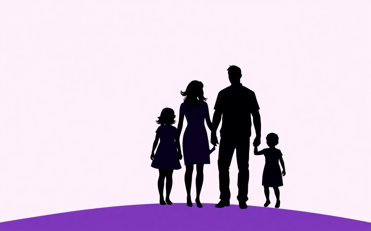Famiglia protetta sotto un arco simbolico