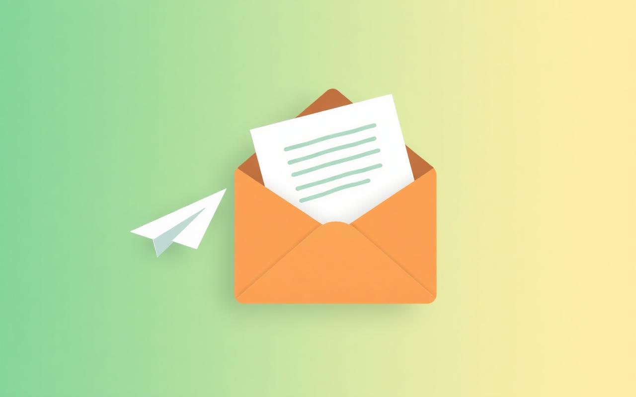 Busta aperta con lettera e aeroplano di carta, simbolo di iscrizione newsletter