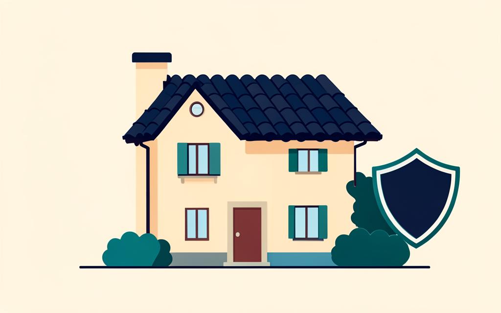 Illustrazione di una casa italiana con bilancia e scudo: confronto franchigie casa